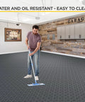 Interlocking Garage Floor Tiles Pack Of 48, Antislip Oil And Stain Resistant, 12x12 Inch, 0.5 Inch Thick, 40,000 Lbs Load Capacity in garage