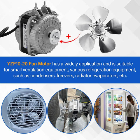 120V Shaded Pole Condenser Fan Motor For Refrigeration Equipment Evaporators, 1550 RPM, 0.8A, 10W Output, 55W Input