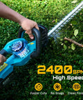 Cordless 20V Hedge Trimmer With 20 Inch Dual Action Blades Dual 4.0Ah Batteries Rotatable Handle Lightweight Electric Shrub Cutter