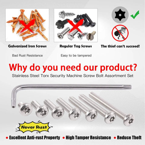 Top Shelf M6 Button Head Torx Security Screws Crafted From Badass Stainless Steel Featuring T30 Drive Bits Rust Resistant Design Tamper Proof Hardware Kit For Solid Builds And No Sweat Installations showcasing comparison with other screws.
