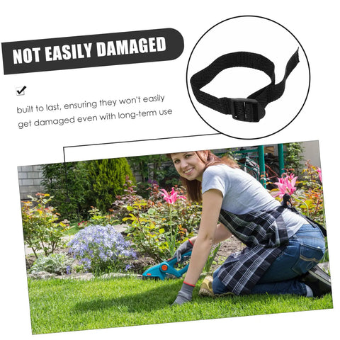 Woman gardening with Adjustable Lawn Aerator Shoes Straps 8 Pack Heavy Duty Spiked Sandals For Garden Aeration And Grass Maintenance