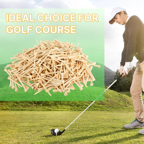 Golfer preparing to tee off with 1000 Count Bamboo Golf Tees Two And Three Quarters Inch Long Beefy 7X Stronger Than Wood.