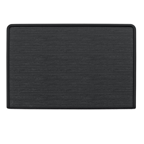 Top view of black Espresso Tamping Mat With Portafilter Dock, Food Grade Silicone Coffee Tamper Mat For Baristas