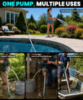Ripper Cordless Stick Water Transfer Pump Features Brushless Motor For Slick 720 Gallons Per Hour Flow And Thirty Five Foot Lift To Drain Any Tank Fast Compatible With 18V Batteries Tool Only in use for pool drainage and outdoor applications.