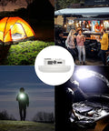 4000LM Rechargeable Hangin Camping Tent Light With Magnet shown in various outdoor scenarios at night