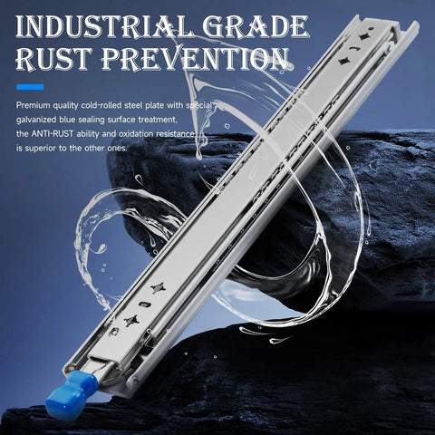 Heavy Duty 18 Inch Drawer Slide With Lock And Lock Out Full Extension Ball Bearing Runners Supports Up To 250 Pounds Per Pair