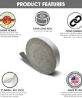 High Temp Replacement Gasket Kit for Big Green Egg Ceramic Lids LG XL XXL, Easy Install Self-Adhesive Gray Seal, roll view