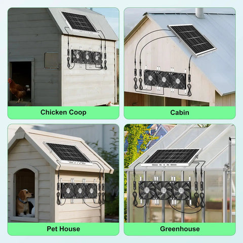 5.5 Inch Solar Powered Chicken Coop Fan Kit 3 Pack With 35W Exhaust And Intake For Greenhouses And Sheds Outdoor Waterproof Ventilation Fan 16.5 Ft Cord Delivers Strong Airflow For Coop Pet House Attic And More