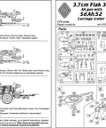 Instruction sheet for 1 72 Scale Flak 36 Anti Aircraft Gun With Sd Ah 52 Trailer Plastic Model Kit for War Gamers and Diorama Builders