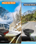 200W 12V Car Heater And Cooler Plugs Right Into Your Cigarette Lighter For Snappy Windshield Defrost And Anti Fog Visibility slick 360 swivel head showing warm and natural air wind.