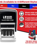 Smooth Operator Self Inking Date Rubber Stamp With Received Phrase And Dual Blue Red Ink Cartridges Easy Swap Design For Office Desk Workhorse Built Different Heavy Duty 12 Year Rolling Band in black and white