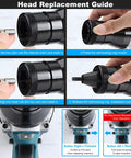 Ultimate 26V Cordless Rivet Nut Gun Kit With 7 Swappable Heads For M3 To M12 Fastening Plus Dual Batteries And Smart Features For pros, head replacement guide