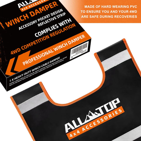 Vinyl Winch Cable Damper With High Visibility Reflective Strip For Safe Recovery Absorbs Break Energy If Cable Or Rope Fails