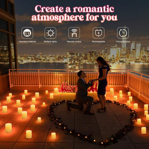 Rechargeable Flickering LED Candles With Remote Control Flameless Pillar Candles With Built In Battery creating a romantic ambiance