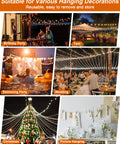 Collage showing uses of Beast Heavy Duty 220 Feet One Eighth Inch Vinyl Coated Stainless Steel Wire Rope Kit for festivals and decor