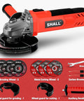 Beefy 7.5 Amp 4-1/2 Inch Angle Grinder With 12000 RPM For Metal And Wood, Includes 2 Guards, Cutting Wheels, Discs, and Handle