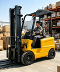 Badass Low Noise Electric Forklift Heavy Duty Pallet Lifter Truck For Warehouse Logistics navigating cargo in a distribution center.