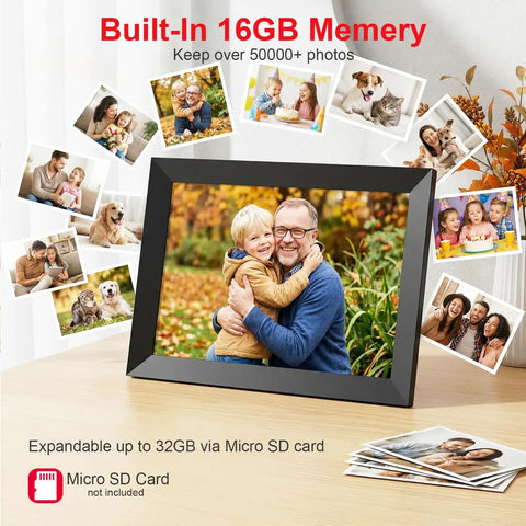10.1 Inch WiFi Digital Photo Frame With 1280x800 HD IPS Touch Screen Auto Rotate Wall Mountable Easy Setup To Share Moments Instantly