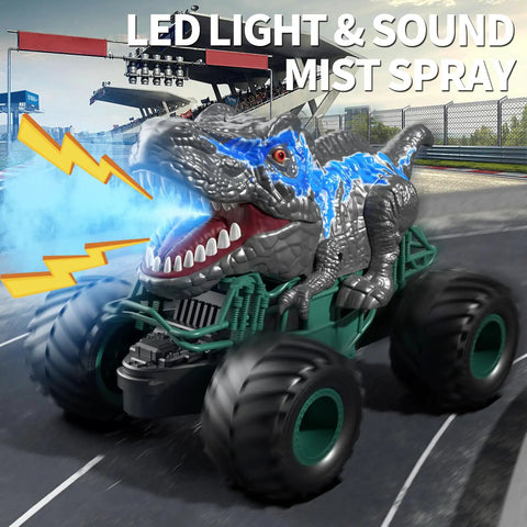 Epic 2.4GHz RC Dinosaur Car With Light Sound And Sprayer Indoor Outdoor Kids Toy For Boys Ages 3 4 5 6 7 8 12