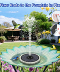 4W Solar Powered Bird Bath Fountain With Color LED Lights And 7 Nozzles, 4000mAh Battery, in a garden setting