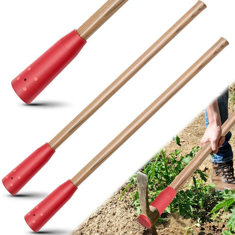 Two Pack 36 Inch Wooden Pickaxe Handles With Rubber End Replacement Mattock Clay Pick Handles For Chopping Soil Farm Garden Landscaping