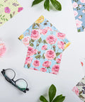 Eight-pack microfiber cleaning cloths, 7 x 6 inches, multicolor floral patterns for eyeglasses, camera lenses, phones, laptops