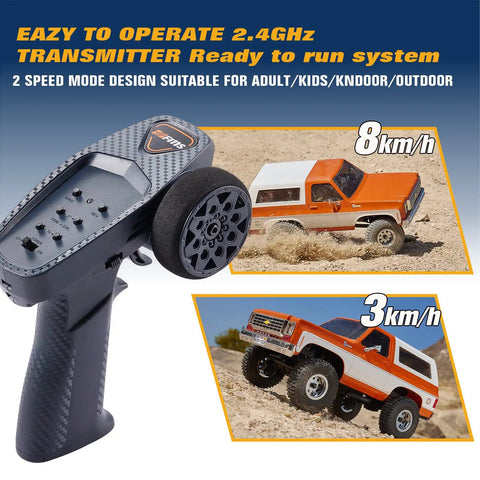 Remote control and two-speed Two In One 1/24 Scale RC Crawler Chevy K5 Blazer Licensed Off Road 4x4 with LED Lights Brown