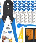 Top Shelf RJ45 Network Cable Crimp Tool Kit For Cat5e Cat6 Wiring Featuring Digital Cable Tester Heavy Duty Crimper Wire Stripper