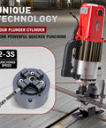 Beefy 25T Electric Hydraulic Hole Puncher With Five Dies 1700W Copper Motor Rugged Punch Tool For Metal Up To 12mm Thick Red CPM25 Ideal For Sheet Metal And Channel Work, red hydraulic punch tool with four plunger cylinder
