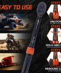 Three Eighths Inch Drive Torque Wrench 5 To 45 Ft Lb 6.8 To 61 Nm With Three Percent Accuracy Pro Grade 72 Tooth Dual Direction Mini Torque Wrench Featuring Reversible Head Quick Release And Dual Scale For Bike Maintenance. Compact torque wrench with dual-scale settings and lock steps.