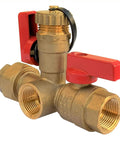 Three Quarter Inch IPS Isolator Tankless Water Heater Service Valve Kit with brass isolation valves and pressure relief valve