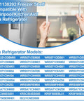Freezer shelf compatible with Whirlpool KitchenAid Ikea refrigerators, list of models and installation demonstration