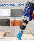 SALI diamond core tile hole saw, 3/4 in (19 mm), vacuum-brazed, mounted on blue drill for ceramic and stone tiles