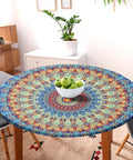 Round Fitted Tablecloth With Elastic For Outdoor Tables, Waterproof And Wipeable Cover For Picnics, Camping, And Dinners