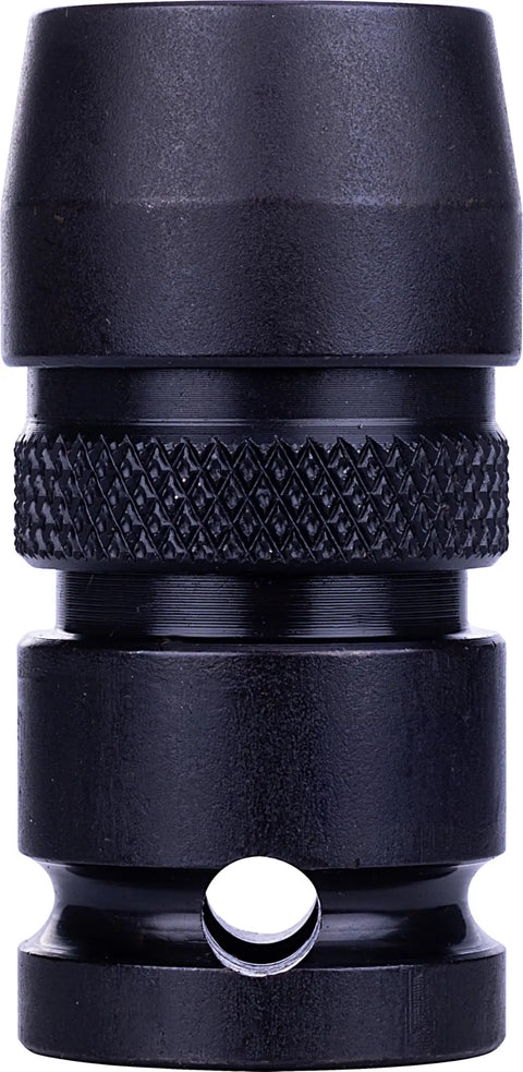 Impact Wrench Adapter One Half Inch Square Drive To Seven Sixteenth Inch Hex Female Quick Change Converter, black finish