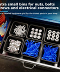 Sixteen Piece Extra Small Parts Organizer Trays For Nuts Bolts Screws Washers And Electrical Connectors in drawer