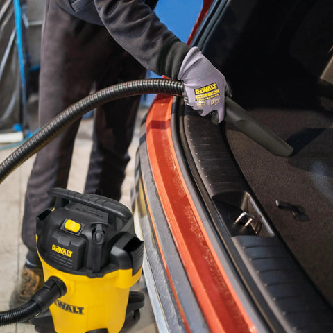 6 Gallon 4HP Wet Dry Shop Vacuum With Inflator Kit cleaning car trunk, yellow body, lightweight, beast suction