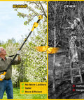 Cordless Electric Pruning Shears For DeWalt 20V Max Systems, Slick Brushless Garden Pruner, user trimming tree branches with a telescoping pole.