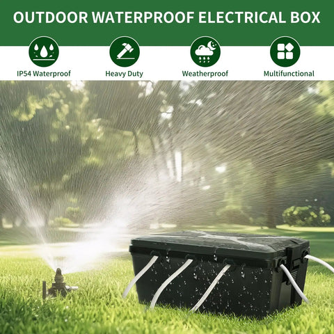 Heavy Duty Outdoor Electrical Box Waterproof IP54 Weatherproof Cord Cover With Seven Cable Seal Entries in garden setting