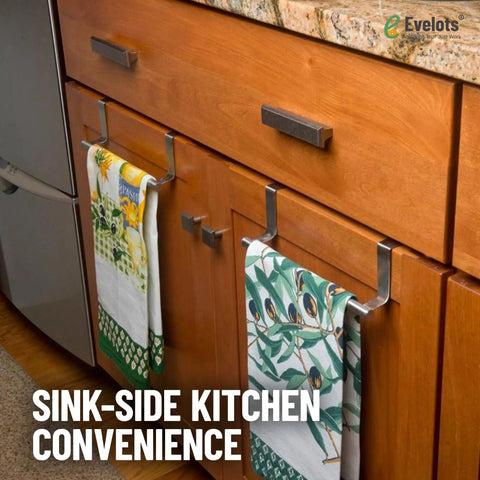 Over Cabinet Door Towel Rack Set 2 Pack Stainless Steel Hand And Dish Towel Holders For Kitchen Or Bathroom No Tools Needed