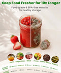Comparison of fresh and moldy strawberries in a jar showcasing Mason Jar Vacuum Sealer Kit Cordless Auto Stop With 10 Lids