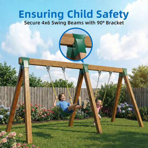 Heavy Duty Swing Set Brackets For 4x4 Posts And 4x6 Beams DIY A Frame Mounting Kit Carbon Steel Hardware With Fully Welded Joints Rust Resistant Green Finish Easy Fit For Rock Solid A Frame Playset