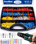 All-In-One 1150-Piece Wire Connectors Kit With Crimping Tool for auto and home wiring, color-coded red blue yellow terminals