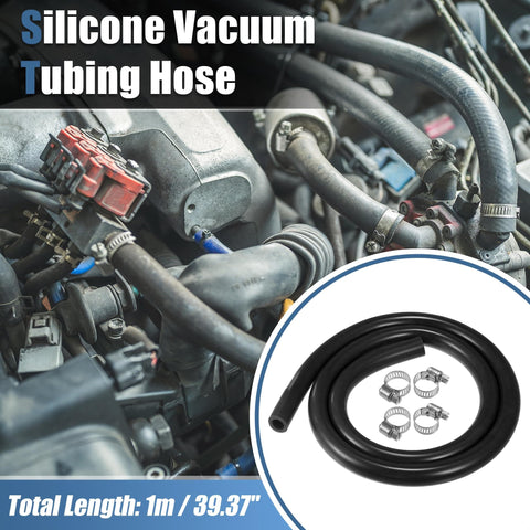Silicone Vacuum Hose 1m 9mm ID For Turbo Boost, Air Intake, And Auto Vacuum Lines, Durable High Temp Black Tubing For Engine Use