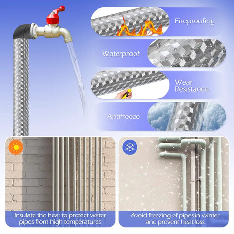 Six Pack Pipe Insulation Foam Tubes With Self Adhesive Aluminum Foil Roll 15.7 Inch Black Pipe Wrap for indoor outdoor use