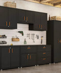 Ready To Assemble Floating Garage Storage Cabinet For Wall Mount With Lockable Double Doors Heavy Duty Steel Construction Removable Shelf 44 Pound Capacity Black Metal Cabinet For Tools And Garage Gear installed in modern garage