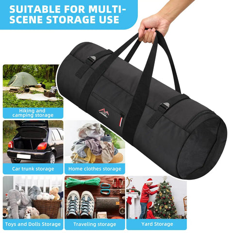 Person holding black Oversized Travel Duffel With Upgraded Zipper, Waterproof And Tough 125L Capacity For Camping And Outdoor Gear