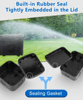 IP66 Waterproof Dustproof Junction Box Outdoor Indoor Electrical Enclosure Made From Durable ABS Plastic For Electronics Black 3.3 x 2.8 x 2.3 Inches Pack Of 100 Heavy Duty All Weather Ready, lid seal detail