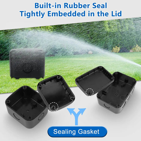 IP66 Waterproof Dustproof Junction Box Outdoor Indoor Electrical Enclosure Made From Durable ABS Plastic For Electronics Black 3.3 x 2.8 x 2.3 Inches Pack Of 100 Heavy Duty All Weather Ready, lid seal detail