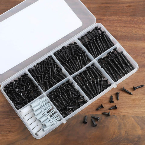 Must Have Wood Screws Assortment Kit For Woodworking And DIY Projects, 289 Pieces, High Hardness Flat Head Self Tapping Screws